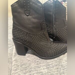 Emanuel Crasto black stud ankle booties